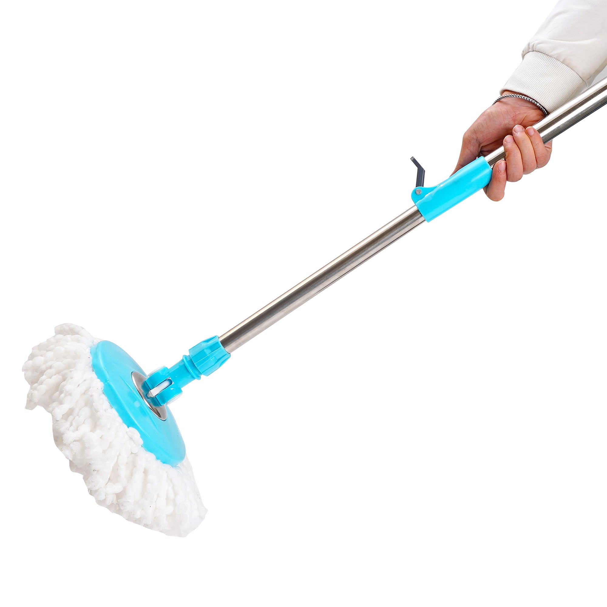 LivingBasics Mop Stick for Floor Cleaning with Microfiber Refill 360 Rotating Telescopic Rod/Handle/Pole Disc for Easy Wring Rinse Clean Spin Mop Accessories for Home, Office and Commercial Use